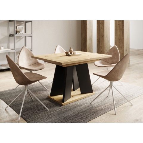 Meubella Eetkamertafel Matrix - Eiken - Zwart - 160 cm - Uitschuifbaar