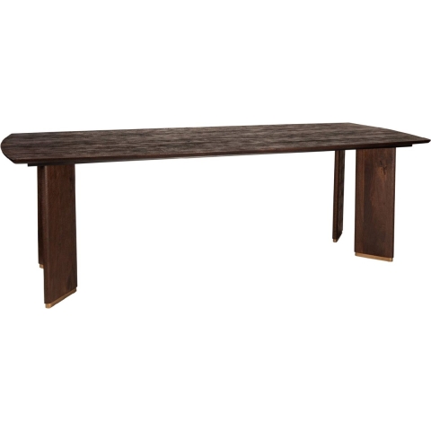 PTMD Liber Brown Mango Wood Dining Table 240cm Gold Leg