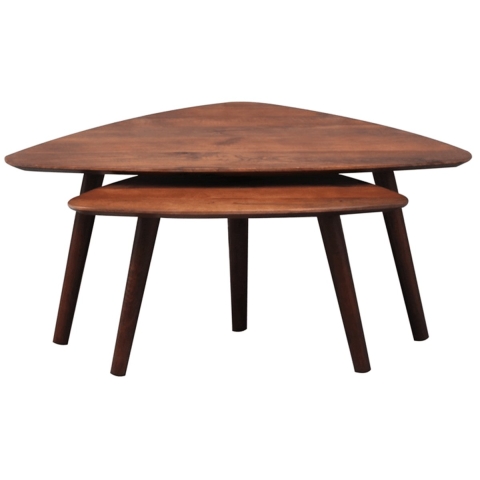 Old Inn - Salontafel set van 2 walnoot triangel