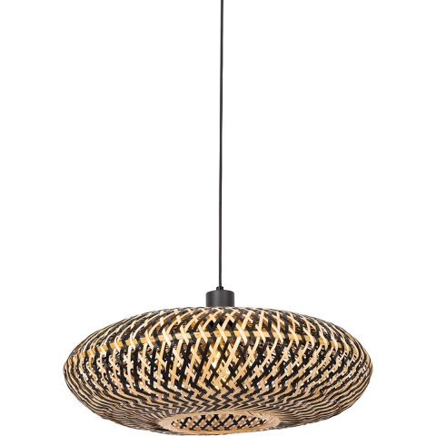 QAZQA Oosterse hanglamp zwart bamboe 50 cm - Ostrava