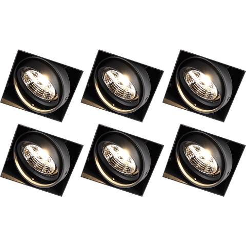 QAZQA Set van 6 inbouwspots zwart GU10 AR70 trimless - Oneon
