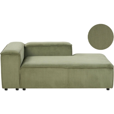 Beliani - ARDAL - Chaise longue - Groen - Linkszijdig - Corduroy
