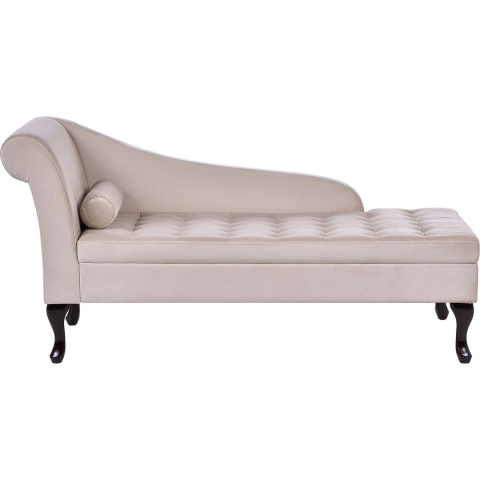 Beliani - PESSAC - Chaise longue - Beige - Linkerzijde - Fluweel