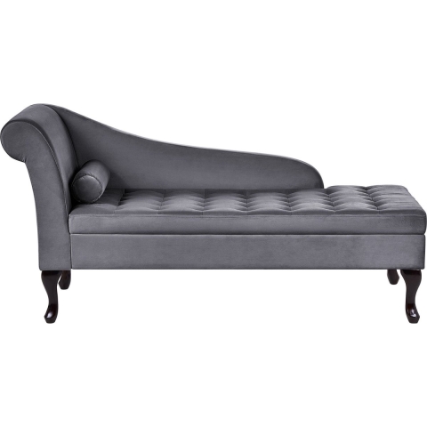 Beliani - PESSAC - Chaise longue - Donkergrijs - Linkerzijde - Fluweel