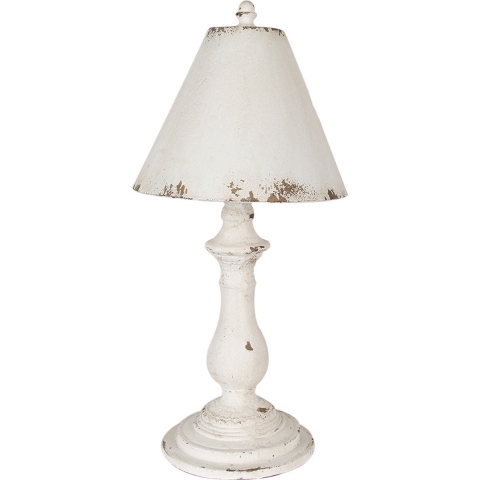 Clayre & Eef Tafellamp Ø 26x55 cm Wit Ijzer Bureaulamp