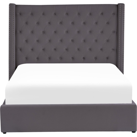 Beliani-LUBBON -Bed met opbergruimte-Grijs-140 x 200 cm-Fluweel