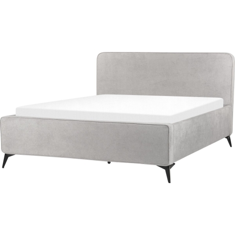 Beliani-VALOGNES-Tweepersoonsbed-Lichtgrijs-160 x 200 cm-Corduroy