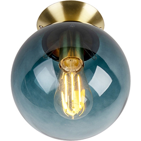 QAZQA Smart plafondlamp messing met oceaanblauw glas incl. Wifi ST64