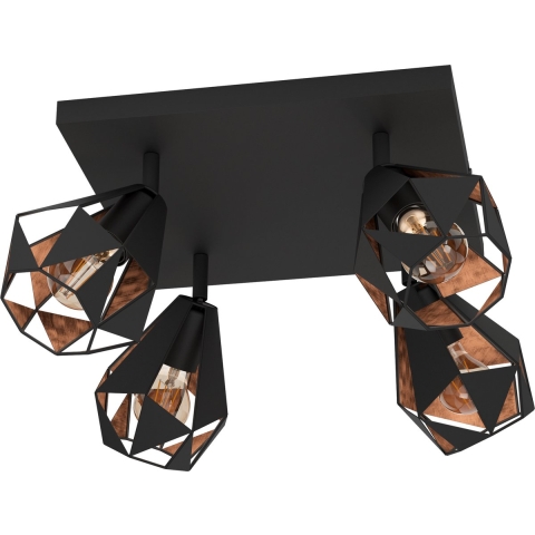 EGLO Carlton 7 Spot - E27 - 37 cm - Zwart|Koper - Staal