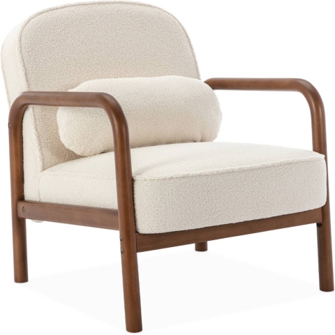 sweeek - Scandinavische fauteuil in licht walnoot gebeitst heveahout