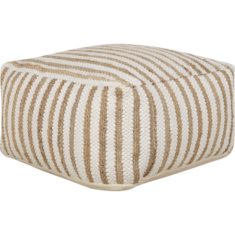 Beliani - ALMATTI - Poef - Beige|Wit - Jute