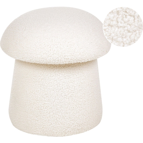 Beliani - TIOGA - Poef - Gebroken wit - Bouclé