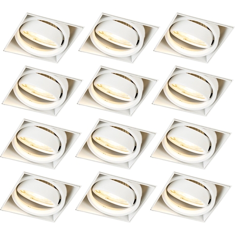 QAZQA Set van 12 inbouwspot wit GU10 kantelbaar trimless - Oneon