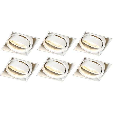 QAZQA Set van 6 inbouwspot wit GU10 kantelbaar trimless - Oneon