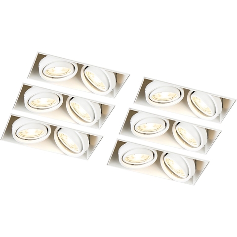 QAZQA Set van 6 inbouwspots wit GU10 kantelbaar trimless 2-lichts -
