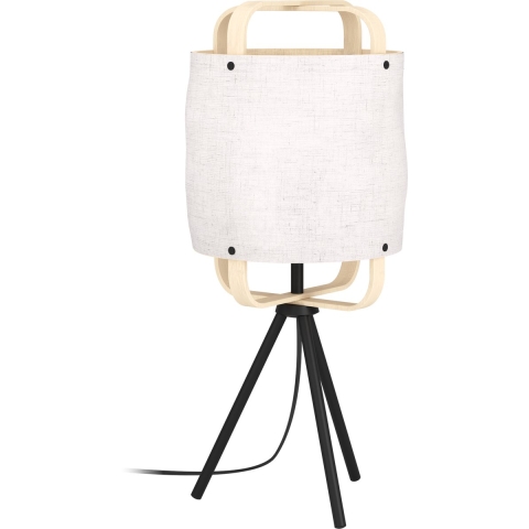 EGLO Surfleet Tafellamp - E27 - 51,5 cm - Wit|Zwart -Hout|Textiel