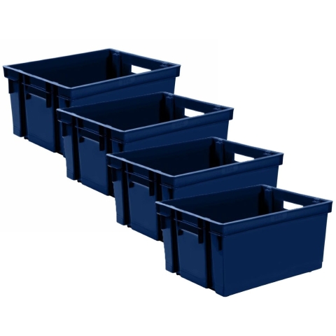 EDA Opbergkrat stapelbaar - 20x - kunststof - 10 Liter - L32 x B26 x H18 cm - blauw -