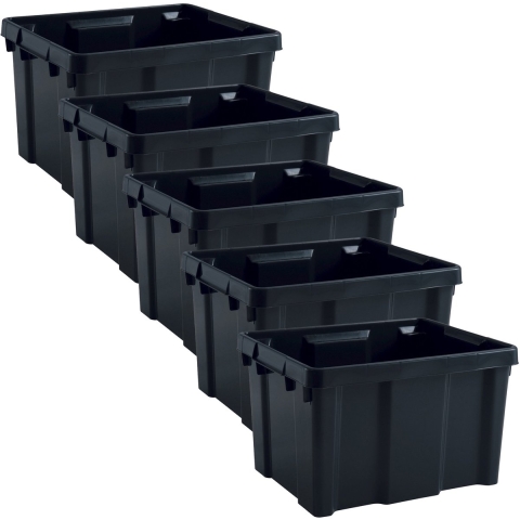 EDA opbergbox/opbergkrat 30 L - 20x - zwart - kunststof - B34 x H26 cm - stapelbaar/nestbaar -