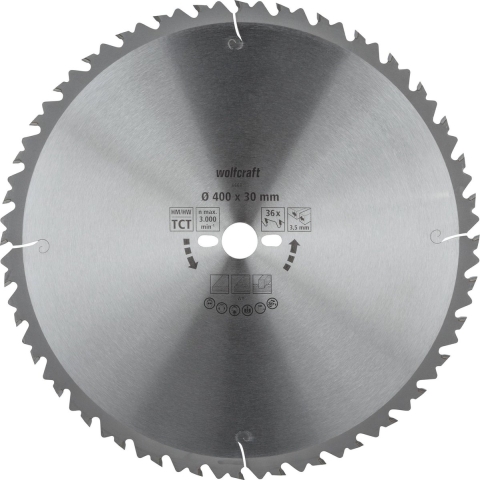 Wolfcraft HM Cirkelzaagblad | 36 td | Ø400 x 30 x 3,5mm | 1 stuk - 6668000