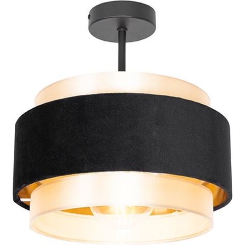 QAZQA Moderne plafondlamp zwart met goud - Elif
