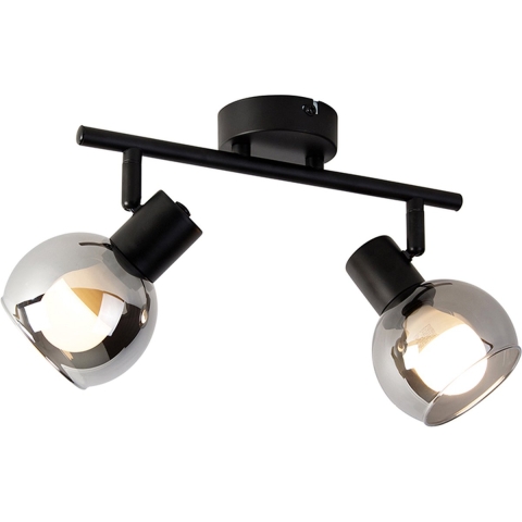 QAZQA Smart plafondlamp zwart met smoke glas incl. 2 Wifi P45 - Vidro