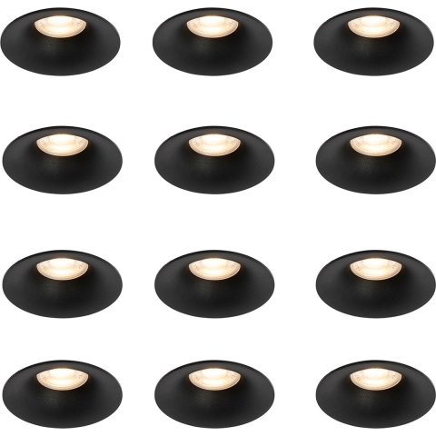 QAZQA Set van 12 inbouwspots zwart GU10 50mm - Gijs