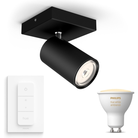 Philips Kosipo Opbouwspot Zwart - Hue White Ambiance - 1 Spot