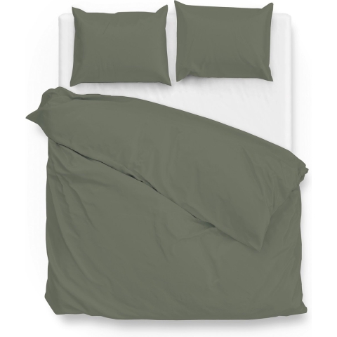 Zo Home Satinado Dekbedovertrekset Uni Katoen Satijn - army green