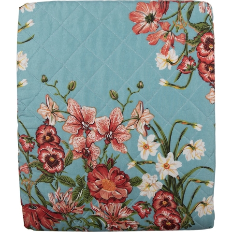 Clayre & Eef Bedsprei 140x220 cm Blauw Roze Katoen Polyester