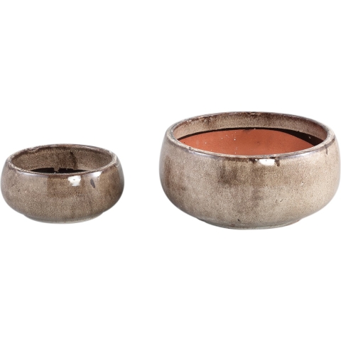 PTMD Nayaa Brown ceramic pot round SV2