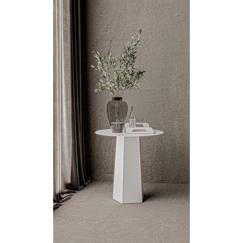 Gorillz Charm Bijzettafel Rond - 50x50 cm - Metaal Koffietafel - Wit