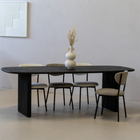 Giga Meubel - Eettafel Gin Zwart Deens Ovaal 240cm - Mangohout