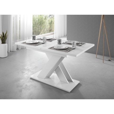 Meubella Eetkamertafel Bari - Hoogglans wit - 180 cm - Uitschuifbaar