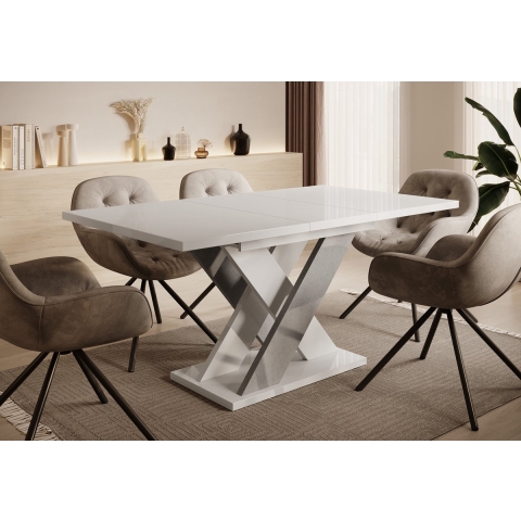 Meubella Eetkamertafel Xandra - Wit hoogglans - 160 cm - Uitschuifbaar