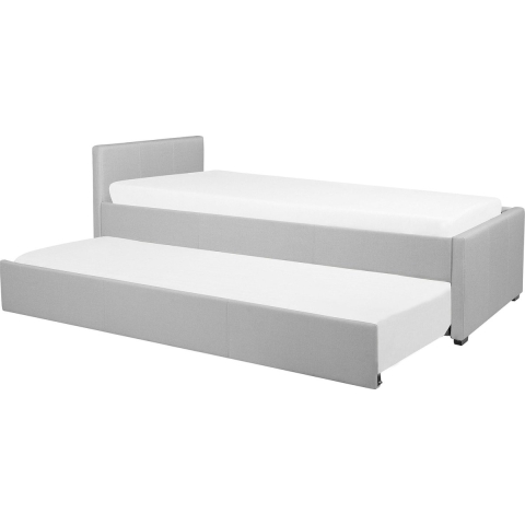 Beliani-MARMANDE-Onderschuifbed-Lichtgrijs-90 x 200 cm-Polyester