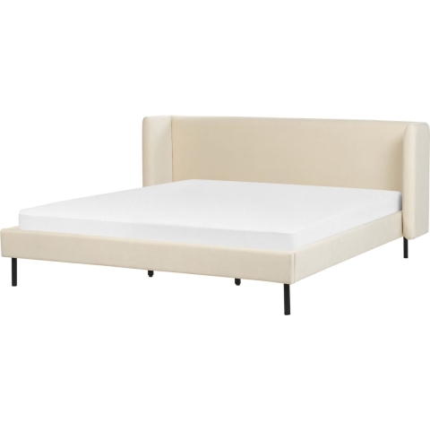 Beliani - ARETTE - Tweepersoonsbed - Beige - 180 x 200 cm - Fluweel
