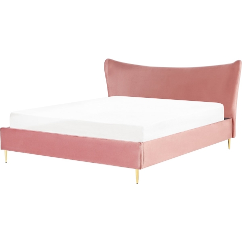 Beliani - CHALEIX - Tweepersoonsbed - Roze - 180 x 200 cm - Fluweel