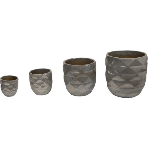 PTMD Bloempot Lotte - 53x53x52 cm - Keramiek - Parel - Set van 4