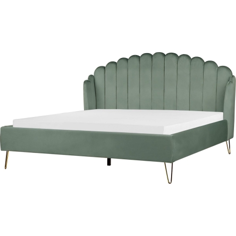 Beliani - AMBILLOU - Tweepersoonsbed - Groen - 180 x 200 cm - Fluweel