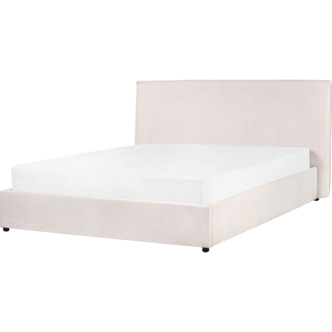 Beliani-LAVAUR-Bed met opbergruimte-Creme-160 x 200 cm-Fluweel