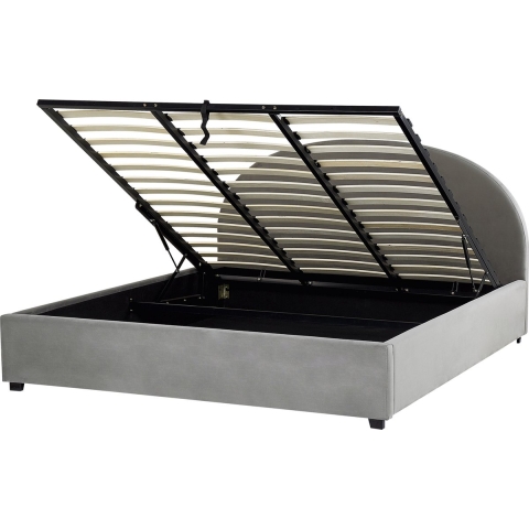 Beliani-VAUCLUSE-Bed met opbergruimte-Grijs-180 x 200 cm-Fluweel