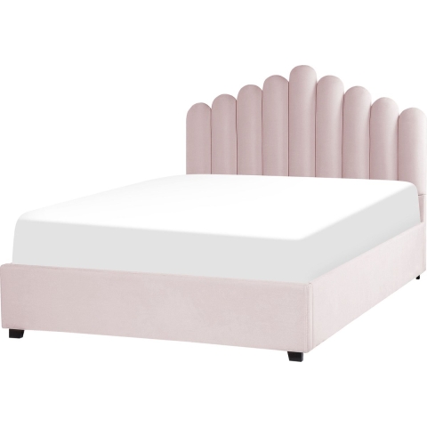 Beliani-VINCENNES-Bed met opbergruimte-Roze-160 x 200 cm-Fluweel
