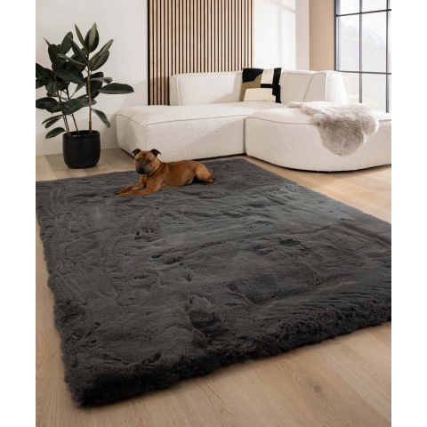 Tapeso Fluffy vloerkleed - Comfy Deluxe donkergrijs - 230x330 cm