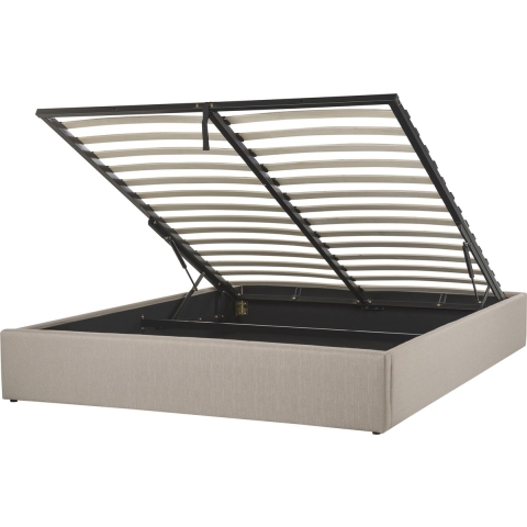 Beliani - DINAN - Tweepersoonsbed - Beige - 160 x 200 cm - Polyester