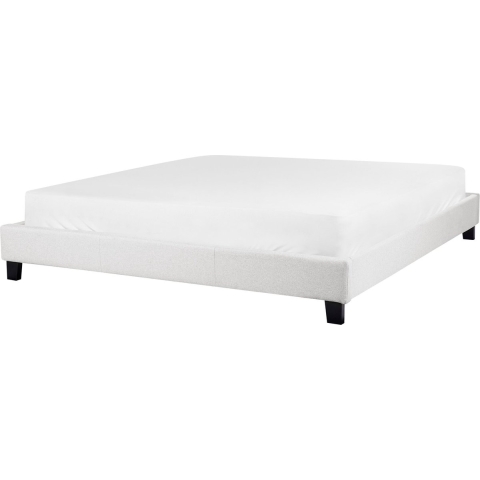 Beliani-ROANNE -Tweepersoonsbed-Lichtgrijs-180 x 200 cm-Polyester