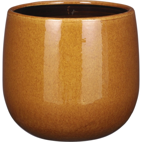 Mica Decorations Plantenpot - keramiek - geel glans - D21|H19 cm