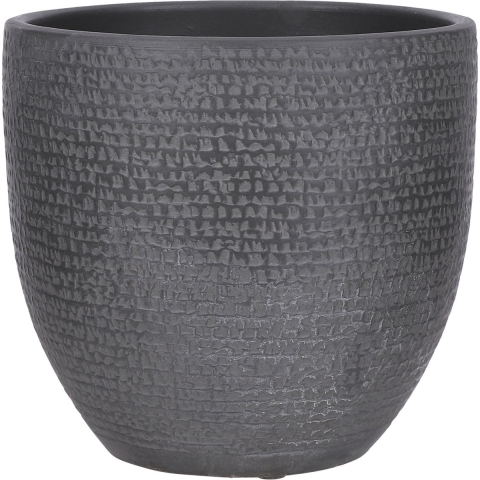 Mica Decorations Plantenpot - terra -zwart|grijs flakes -24x22 cm
