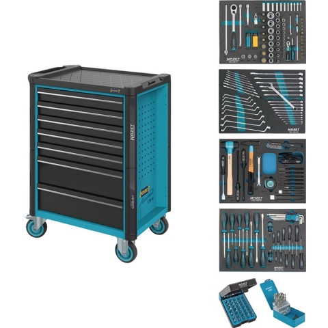 HAZET Gereedschapwagen · Assistent 179N · assortiment 179N-7/220 · 220-delig · Laden, ondiep: 5× 81?x?522?x?398 mm · Laden, diep: 2× 166?x?522?x?398