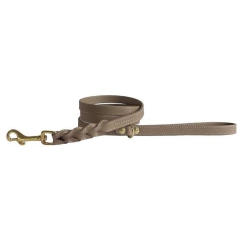 Sazzz Sazzz hondenriem passion braided classic leer taupe