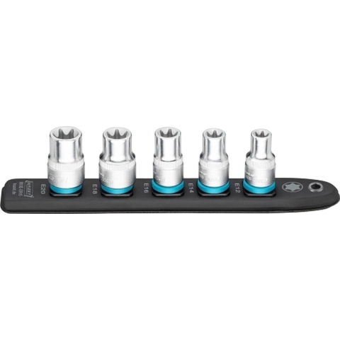 HAZET SmartRail · Flexibele kunststof opsteekstrip 900E-SR/5 · 1/2 inch (12,5 mm) vierkant hol · Buiten-TORX®-profiel · 5-delig · E12 · E14 · E16 ·